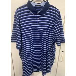 Greyson‎ Polo Shirt Mens 2XL Relaxed Blue Striped Collared Golf Preppy